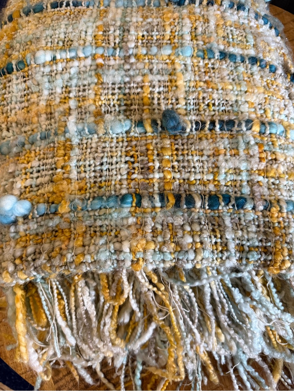 2 Loloi Chunky Knit Woven Throw Blankets Teal Blue Gold Yellow Gray Fringe